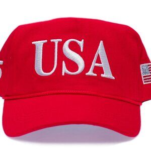 USA 45 Flag Hat MAGA Trump Make America Great Again Adjustable Cap Red